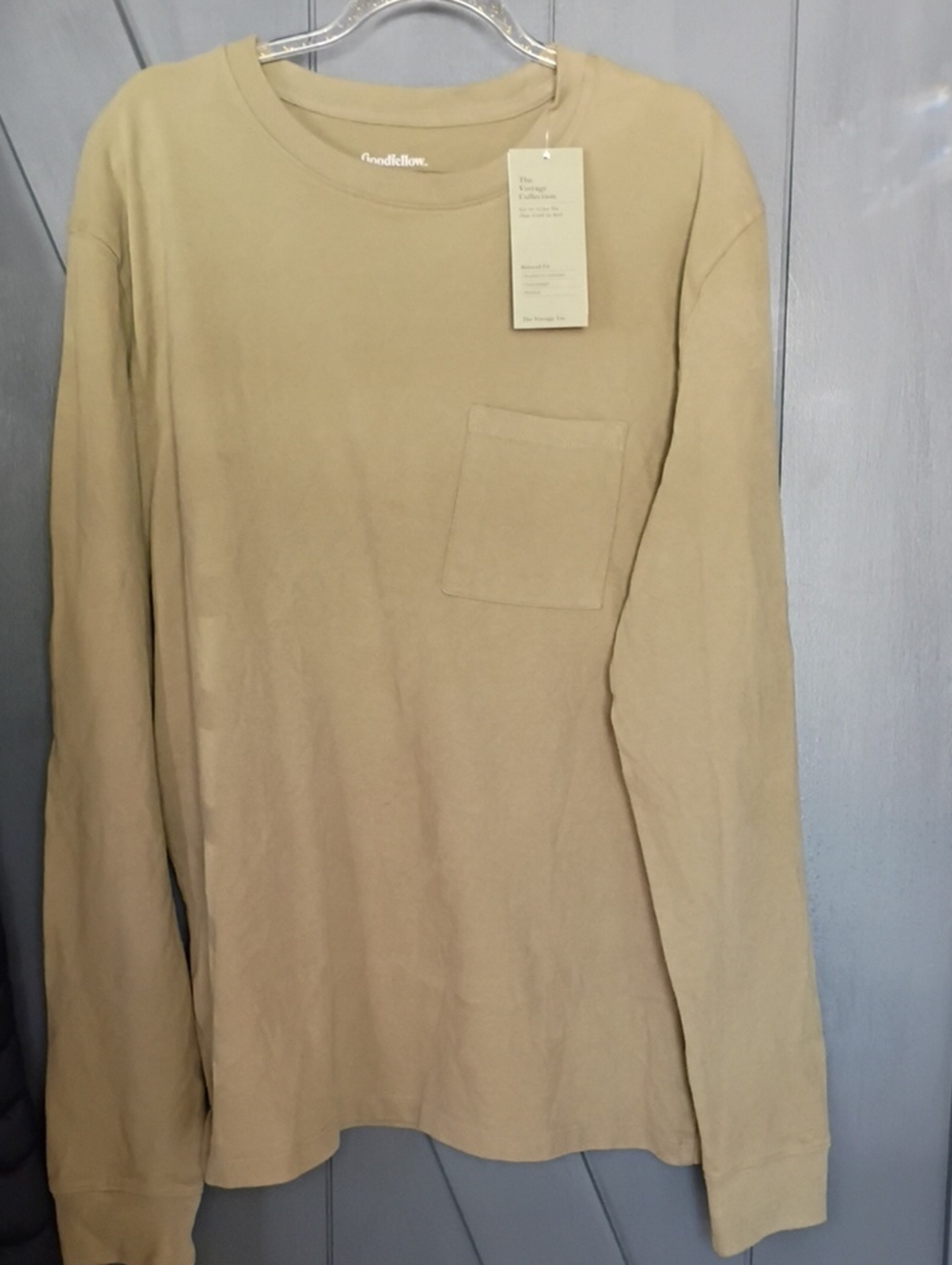 Goodfellow & Co Long-Sleeve Pocket Tee in Light Tan
